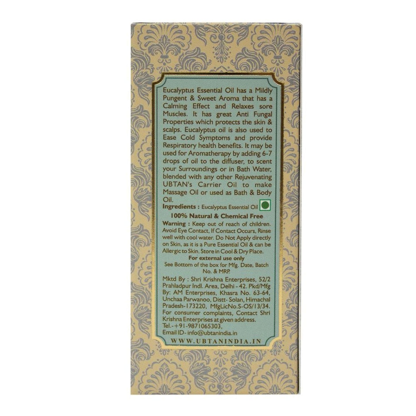 Rejuvenating UBTAN Eucalyptus Essential Bath & Body Oil