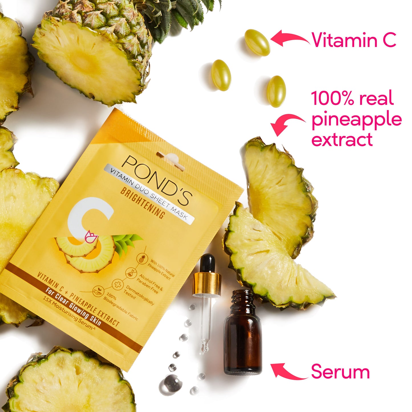 Ponds Vitamin With 100% Natural Extracts Sheet Mask - Pineapple