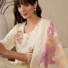Dhiyona IE Women Floral Embroidered Regular Mirror Work Chanderi Silk Kurta with Trousers & With Dupatta
