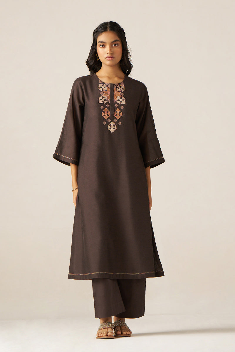 Women's Bracken Brown Silk Co-ord Set