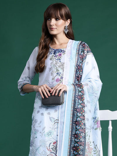 Indyancart IE Ethnic Motifs Printed Kurta With Trousers & Dupatta