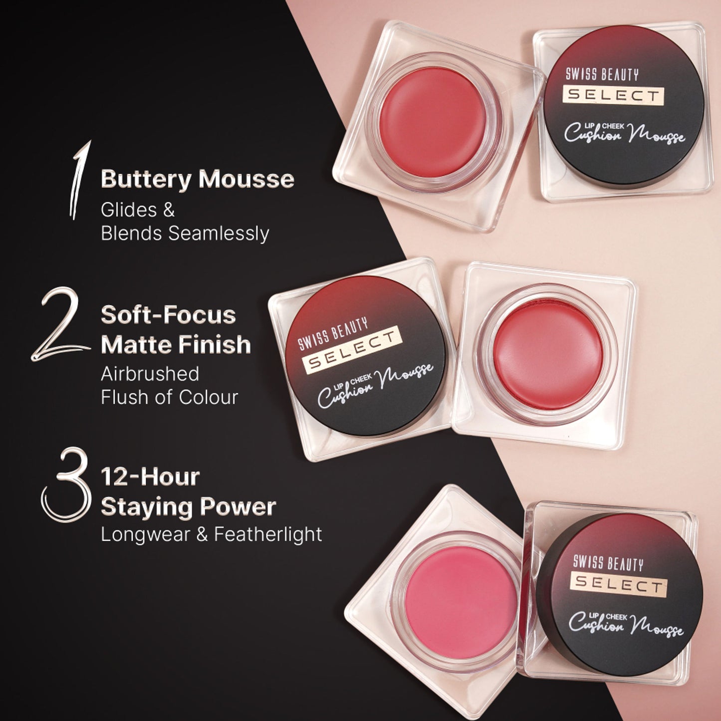 Swiss Beauty Select Lip And Cheek Cushion Mousse With Vitamin E - 2 Vogue Rose