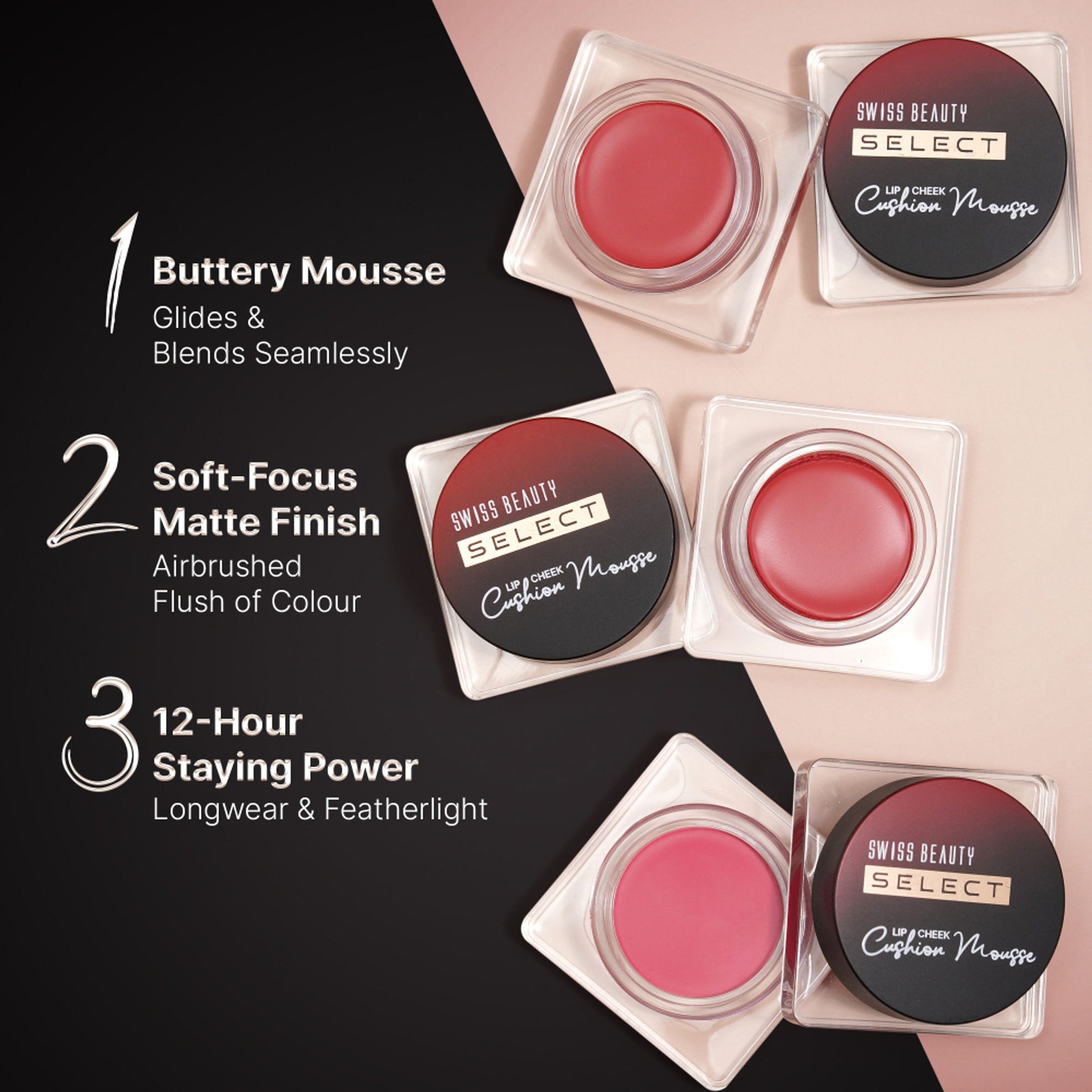 Swiss Beauty Select Lip And Cheek Cushion Mousse With Vitamin E - 4 Velvet Red