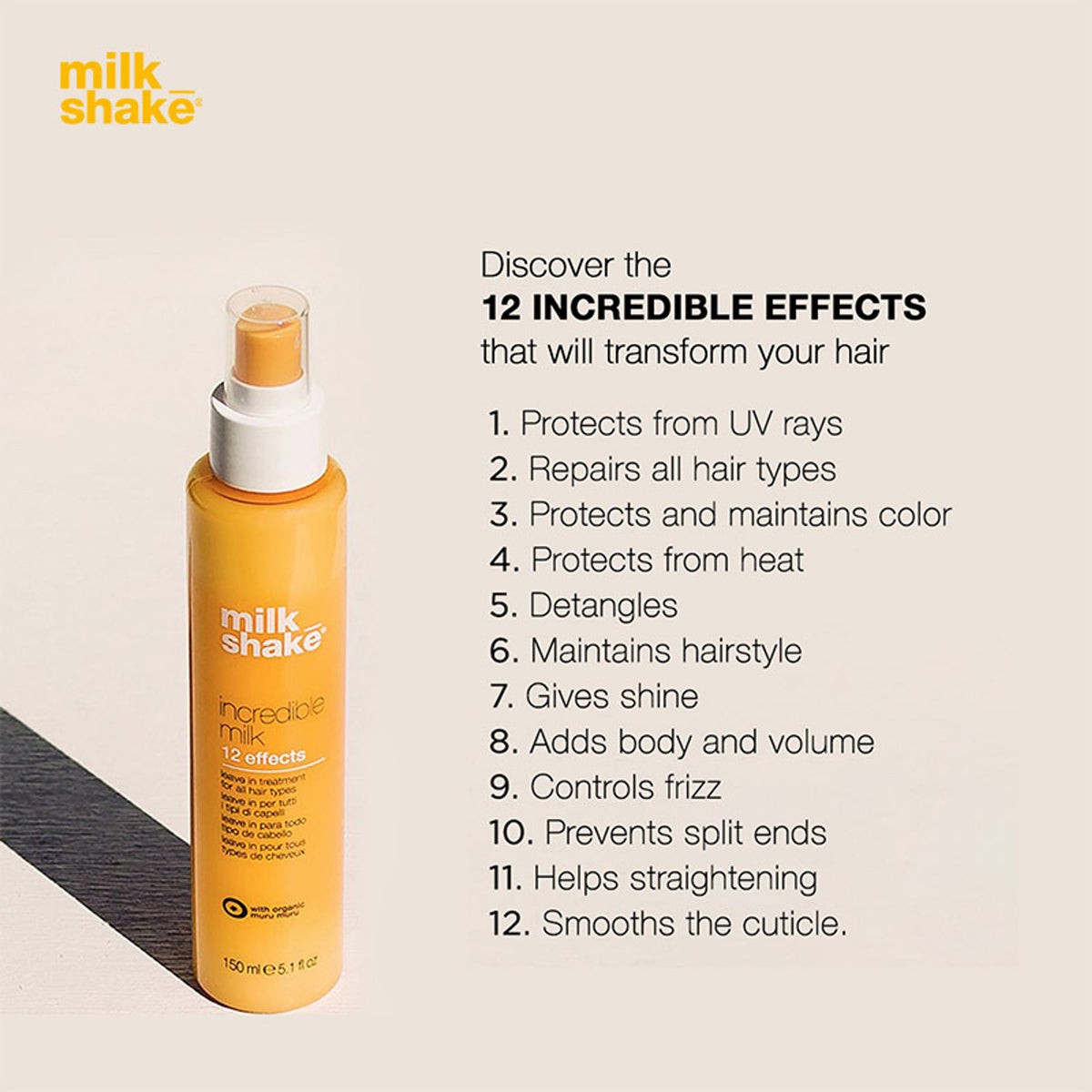 Milkshake Incredible Milk 12 Effects, Leave-In Conditioner With 12 Benefits For All Hair Types