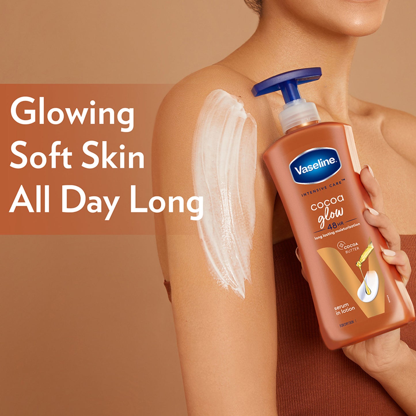 Vaseline Cocoa Glow Serum In Lotion, 600 ml , 100% Pure Cocoa & Shea Butter for Glowing & Soft Skin