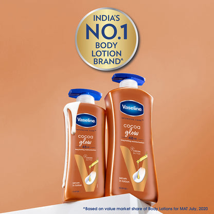 Vaseline Cocoa Glow Serum In Lotion, 600 ml , 100% Pure Cocoa & Shea Butter for Glowing & Soft Skin