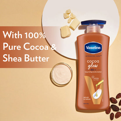 Vaseline Cocoa Glow Serum In Lotion, 600 ml , 100% Pure Cocoa & Shea Butter for Glowing & Soft Skin