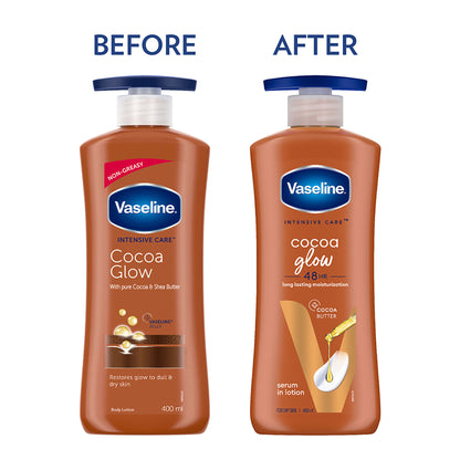 Vaseline Cocoa Glow Serum In Lotion, 600 ml , 100% Pure Cocoa & Shea Butter for Glowing & Soft Skin