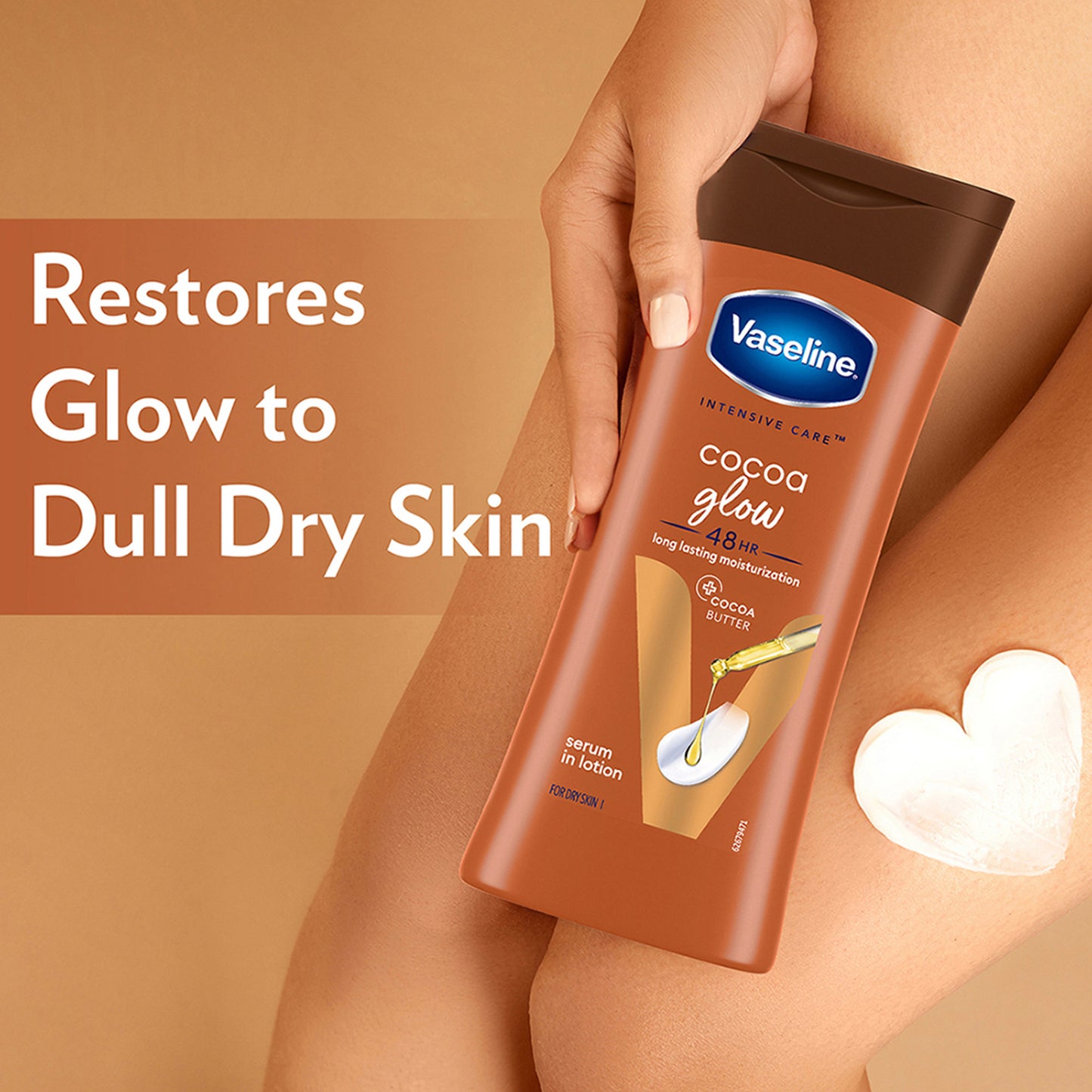 Vaseline Cocoa Glow Serum In Lotion, 600 ml , 100% Pure Cocoa & Shea Butter for Glowing & Soft Skin