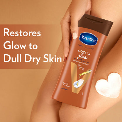 Vaseline Cocoa Glow Serum In Lotion, 600 ml , 100% Pure Cocoa & Shea Butter for Glowing & Soft Skin