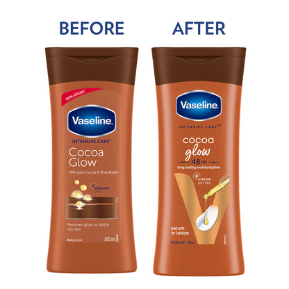 Vaseline Cocoa Glow Serum In Lotion, 600 ml , 100% Pure Cocoa & Shea Butter for Glowing & Soft Skin