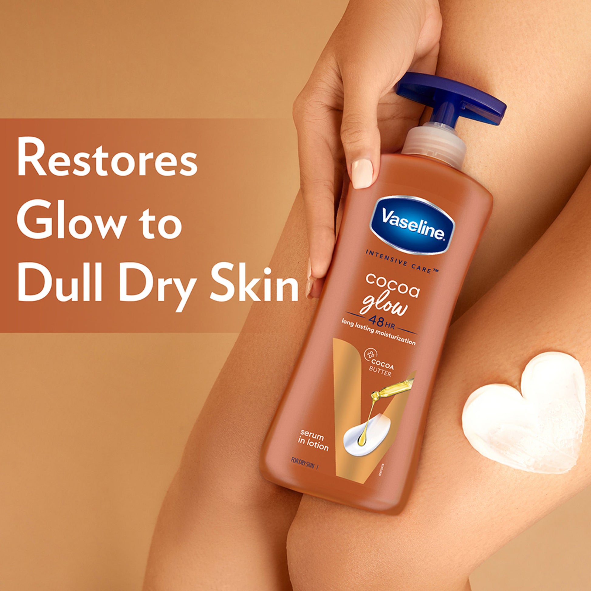 Vaseline Cocoa Glow Serum In Lotion, 600 ml , 100% Pure Cocoa & Shea Butter for Glowing & Soft Skin