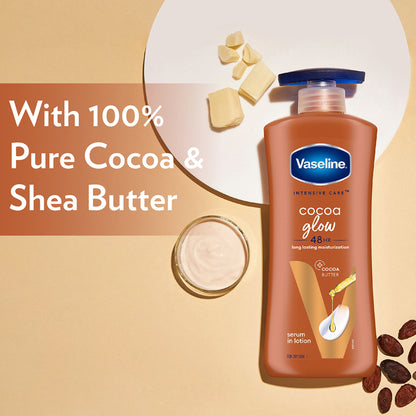 Vaseline Cocoa Glow Serum In Lotion, 600 ml , 100% Pure Cocoa & Shea Butter for Glowing & Soft Skin