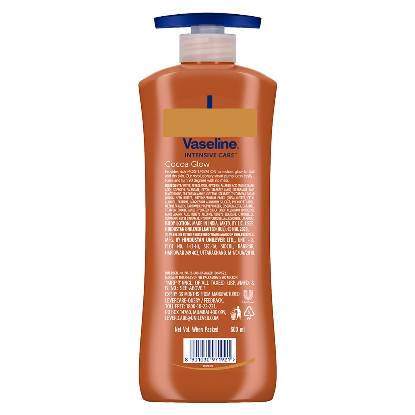 Vaseline Cocoa Glow Serum In Lotion, 600 ml , 100% Pure Cocoa & Shea Butter for Glowing & Soft Skin