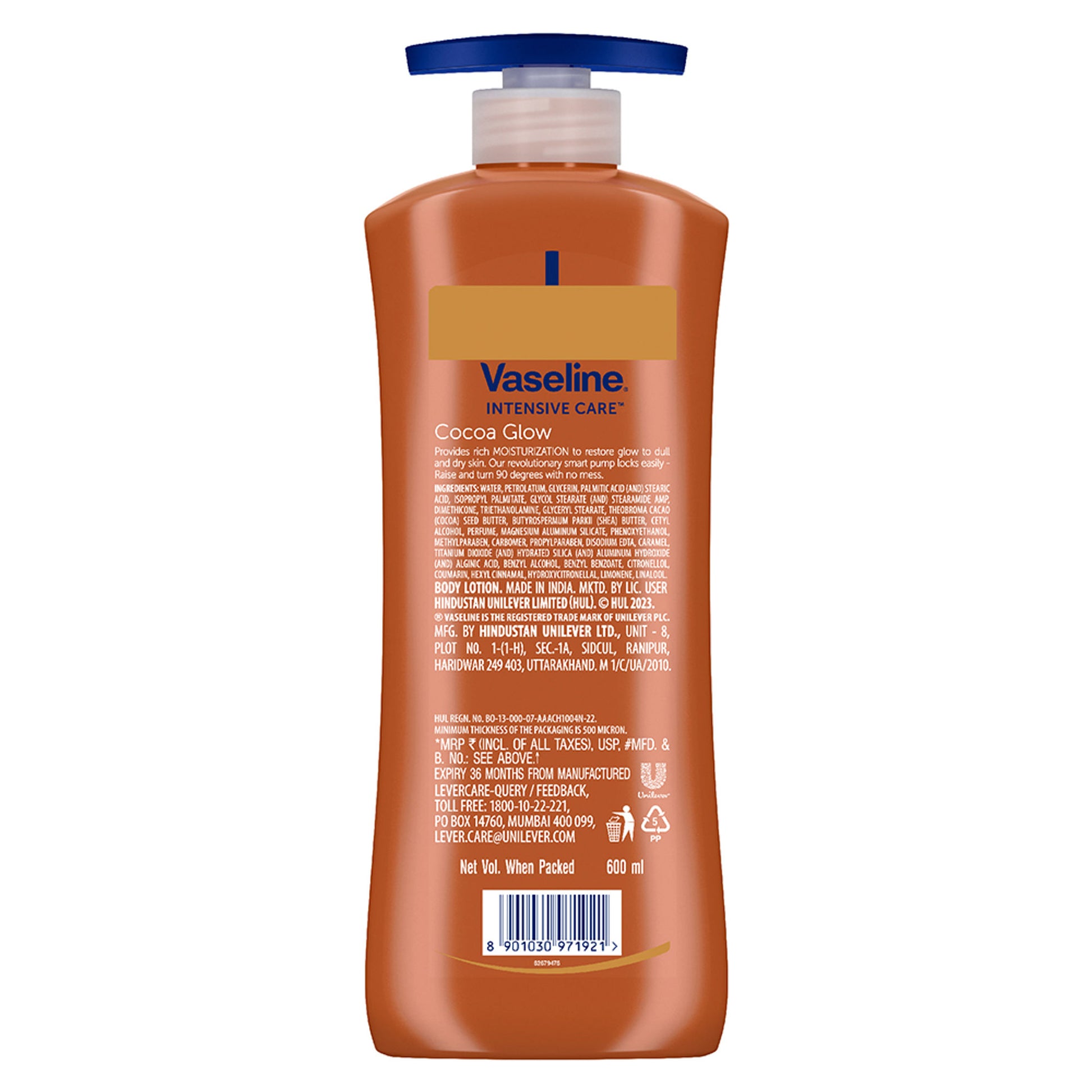 Vaseline Cocoa Glow Serum In Lotion, 600 ml , 100% Pure Cocoa & Shea Butter for Glowing & Soft Skin