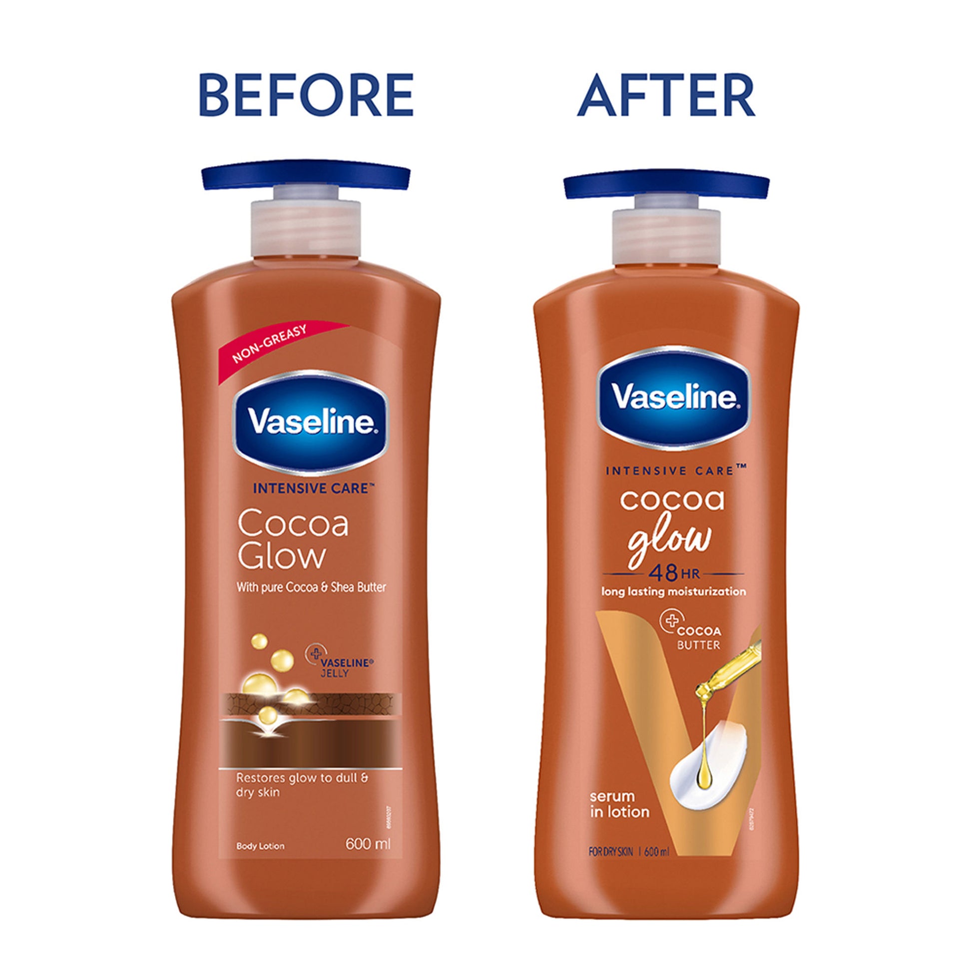 Vaseline Cocoa Glow Serum In Lotion, 600 ml , 100% Pure Cocoa & Shea Butter for Glowing & Soft Skin