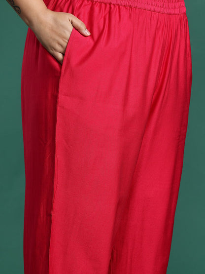 Indyancart IE Plus Size Ethnic Motifs Embroidered Sequinned Liva Kurta With Trousers & Dupatta
