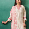 Dhiyona IE Floral Embroidered Thread Work Straight Kurta With Trousers & Dupatta
