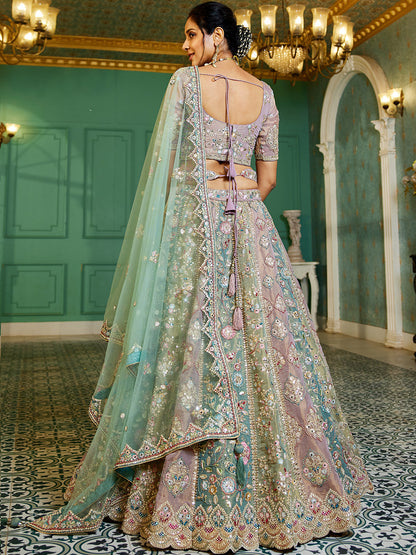 Multi colour Bridel net and Gotapatti & Moti embroidery  Lehenga choli & Dupatta