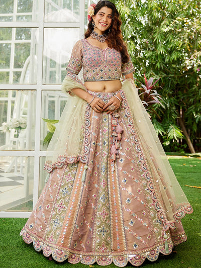 Multi colour Bridel net and Gotapatti & Moti embroidery  Lehenga choli & Dupatta