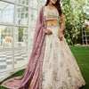Women's Cream colour tissue Fabric with Sequinse & Thread embroidery Lehenga choli & Dupatta