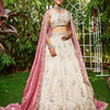 Women's Cream colour tissue Fabric with Sequinse & Thread embroidery Lehenga choli & Dupatta
