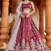 Women's Burgundy Tissue Sequinse embroidery Lehenga choli & Dupatta