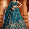 Women's Teal Tissue Handwork cutdana embroidery Lehenga choli & Dupatta