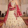 Women's Cream colour Tissue Sequinse embroidery Lehenga choli & Dupatta