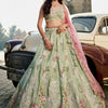 Women's Lime green Satin Silk Sequins embroidery Lehenga choli & Dupatta