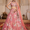 Women's Pink Net Sequinse embroidery Lehenga choli & Dupatta