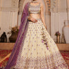 Women's Cream colour Tissue Sequinse embroidery Lehenga choli & Dupatta