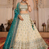 Women's Cream colour Tissue Sequinse embroidery Lehenga choli & Dupatta