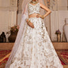 Women's Off White Tissue Fabric Sequins embroidery Lehenga choli & Dupatta