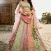 Women's Multi colour Tissue Sequinse embroidery Lehenga choli & Dupatta