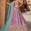 Women's Lavender Satin Silk Sequins embroidery Lehenga choli & Dupatta