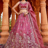 Women's Pink Tissue Handwork cutdana embroidery Lehenga choli & Dupatta