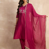 Dhiyona VV Aakar Purple Women's Silk Blend Embroidery Kurta Pant Set with Dupatta