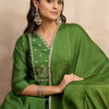 Dhiyona VV Aakar Light Green Women's Silk Blend Embroidery Kurta Pant Set with Dupatta