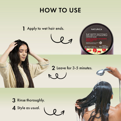Naturica Moisturizing Defense Mask for Normal to Dry Hair, Hydrate with Grape Extract & Soy Protein