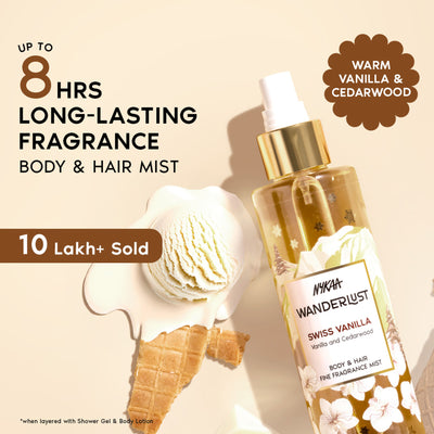 Nykaa Wanderlust 2-in-1 Body & Hair Perfume Mist Long Lasting Fragrance - Upto 8 hours - Swiss Vanilla