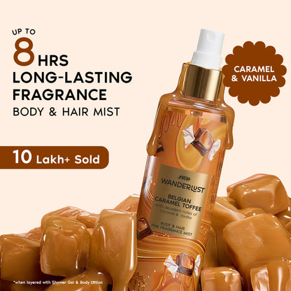 Nykaa Wanderlust Belgian Caramel Toffee Body & Hair Perfume Mist Long Lasting Fragrance For Her
