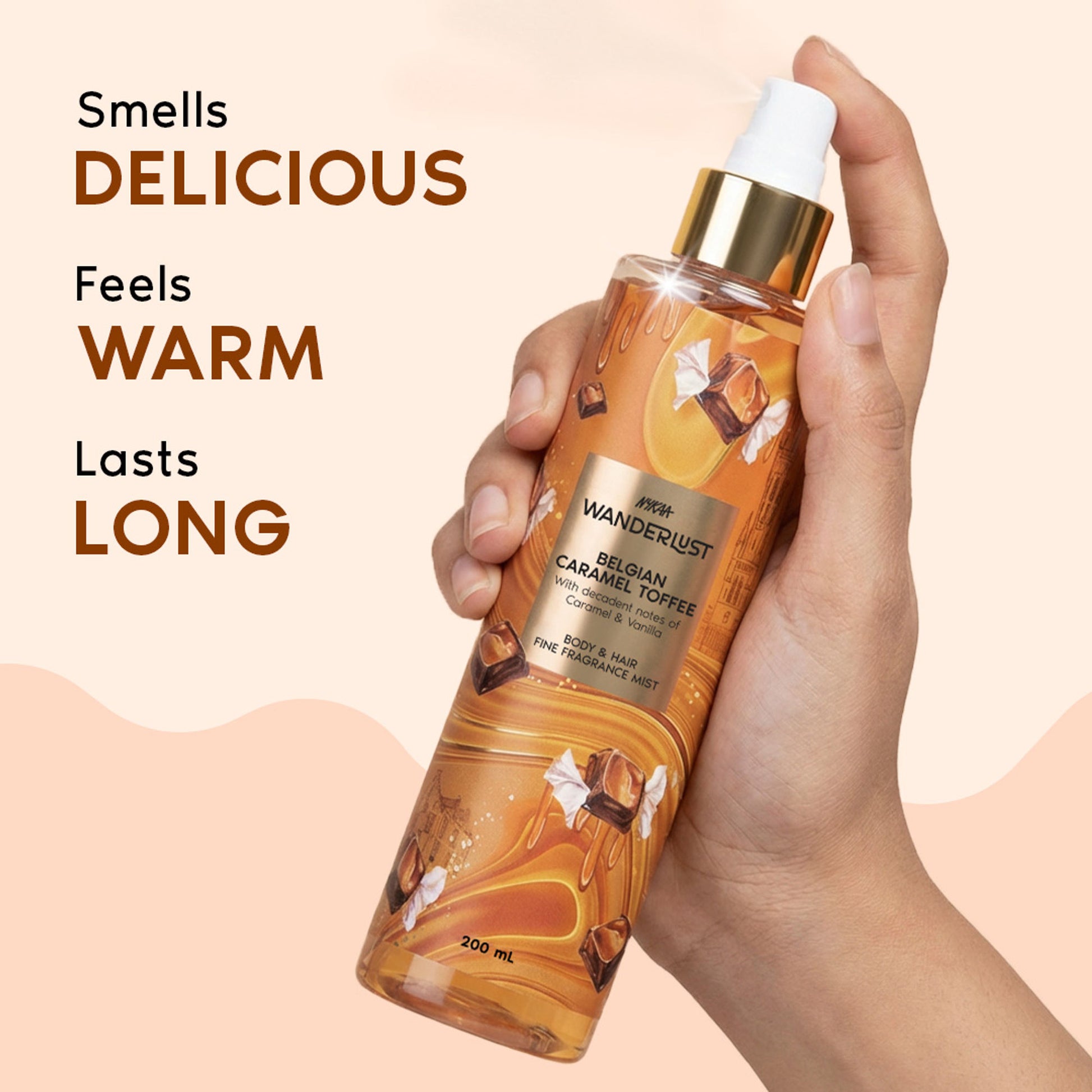 Nykaa Wanderlust Belgian Caramel Toffee Body & Hair Perfume Mist Long Lasting Fragrance For Her