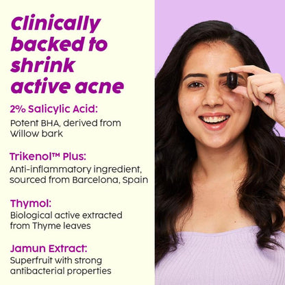 Plix 2% Salicylic Acid Acne Spot Corrector Gel For Reducing Active Acne, Controls Oil and Acne Scars