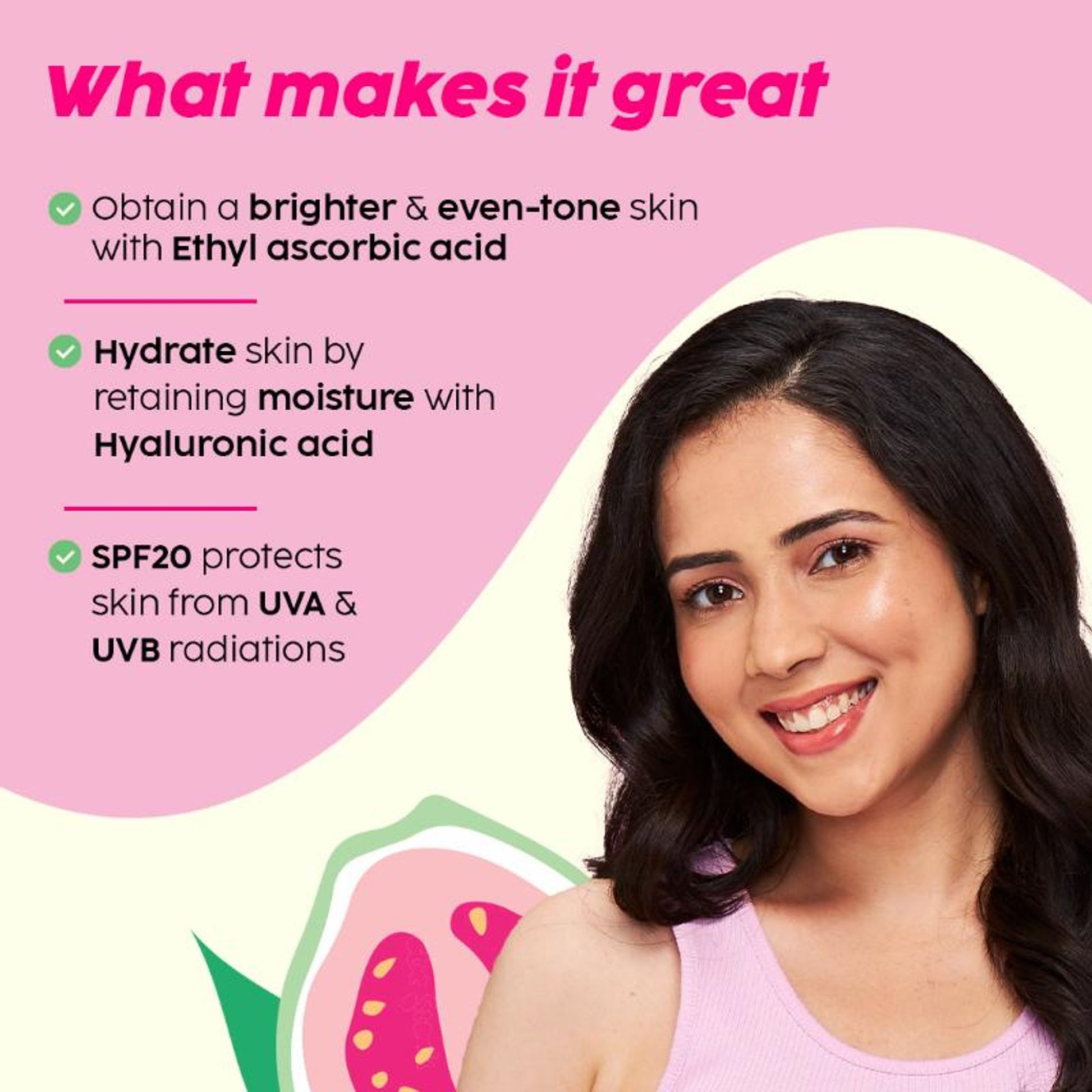 Plix 3% Vitamin C Guava Glow Smoothie Moisturizer For Brighter Skin With SPF 20, For Even-toned Skin