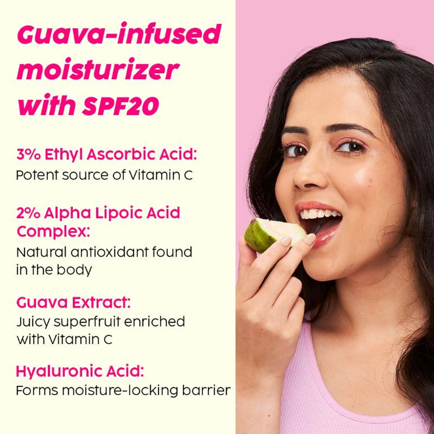 Plix 3% Vitamin C Guava Glow Smoothie Moisturizer For Brighter Skin With SPF 20, For Even-toned Skin