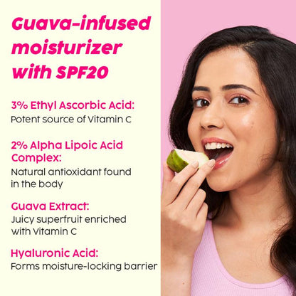Plix 3% Vitamin C Guava Glow Smoothie Moisturizer For Brighter Skin With SPF 20, For Even-toned Skin