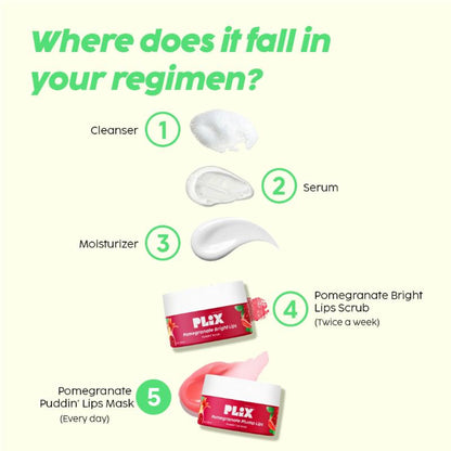 Plix Pomegranate Plump Lips Puddin’ Mask for Dry Lips With Chiuri Butter + Vit C, Lightens Dark Lips