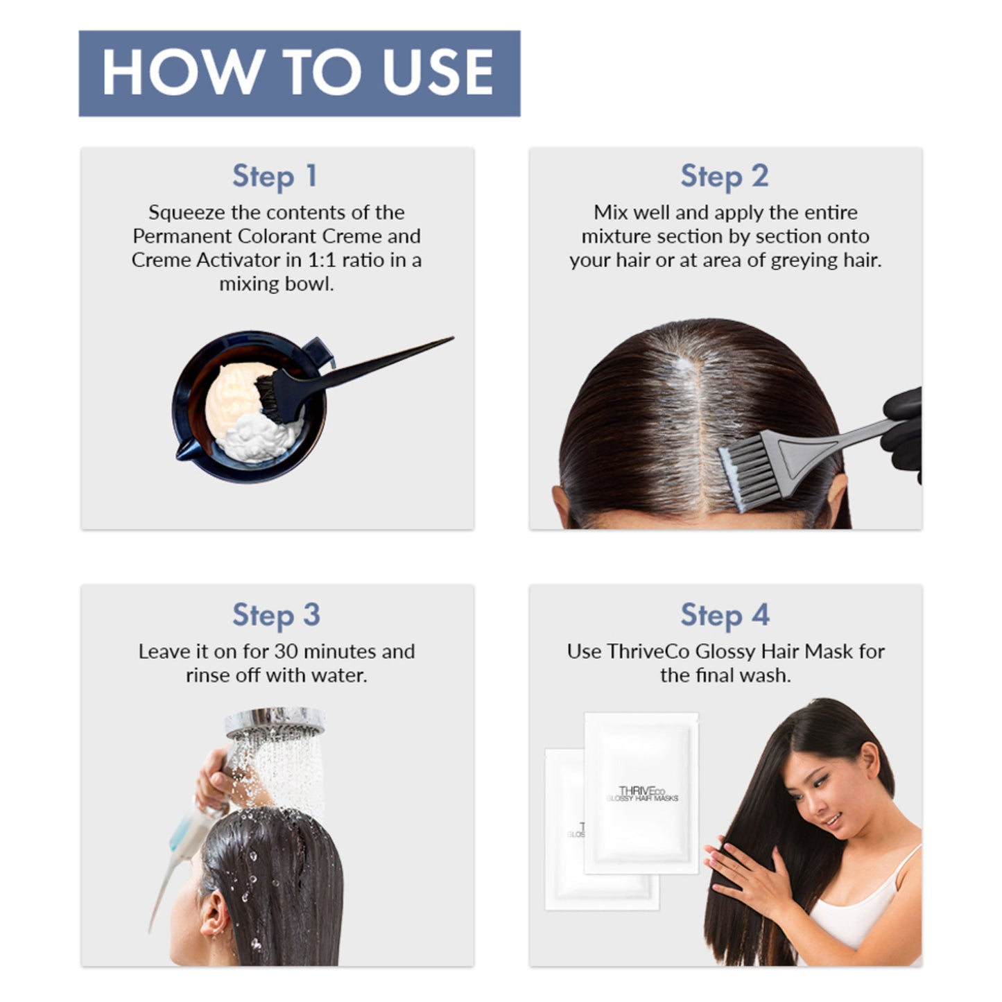 ThriveCo Permanent Color Crème Grey Coverage Ammonia-Free, Hyaplex Tech Dark Brown