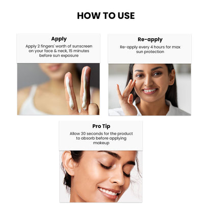 Thriveco Broad Spectrum Sunscreen For All Skin Types, SPF 50+ PA ++++, No Whitecast, Dewy Finish
